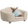 Haustiersofa Hundematte Hundebett Hundesofa Hundecouch Katzen Sofa mit Kissen Rückentasche Plüsch Schaumstoff Kiefernholz Cremeweiß 70 x 47 x 30 cm