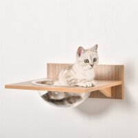 4tlg. Kletterwand für Katzen Katzenkletterwand mit Kratzbaum Katzentreppe Katzenmöbel Hängematte Hellbraun Sisal Acryl Kiefer