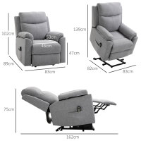 Relaxsessel mit Aufstehhilfe, elektrisch, Liegefunktion, Fernbedienung, Taschenfederkern, bis 120 kg, Grau