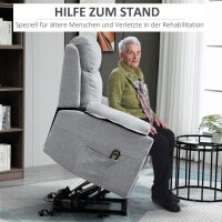 Relaxsessel mit Aufstehhilfe, elektrisch, Liegefunktion, Fernbedienung, Taschenfederkern, bis 120 kg, Grau