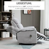 Relaxsessel mit Aufstehhilfe, elektrisch, Liegefunktion, Fernbedienung, Taschenfederkern, bis 120 kg, Grau
