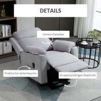 Relaxsessel mit Aufstehhilfe, elektrisch, Liegefunktion, Fernbedienung, Taschenfederkern, bis 120 kg, Grau