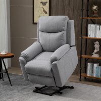 Relaxsessel mit Aufstehhilfe, elektrisch, Liegefunktion, Fernbedienung, Taschenfederkern, bis 120 kg, Grau