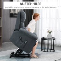 Massagesessel mit Aufstehhilfe, Pflegesessel mit Aufstehhilfe, 8 Vibrationsmotoren, inkl. Fernbedienung, grau