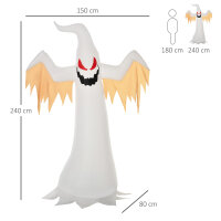 Halloween aufblasbares Gespenst 2,4 m Dekoration mit LEDs IP44 Selbstaufblasender Polyester Weiß + Rot 150 x 80 x 240 cm