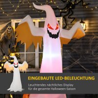 Halloween aufblasbares Gespenst 2,4 m Dekoration mit LEDs IP44 Selbstaufblasender Polyester Weiß + Rot 150 x 80 x 240 cm
