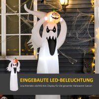 Halloween aufblasbares Gespenst 1,8 m Dekoration mit LEDs Weiß + Orange Polyester 80 x 40 x 180 cm