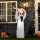 Halloween aufblasbares Gespenst 1,8 m Dekoration mit LEDs Weiß + Orange Polyester 80 x 40 x 180 cm