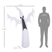 Halloween aufblasbares Gespenst 1,8 m Dekoration mit LEDs IP44 Selbstaufblasender Polyester Weiß 130 x 30 x 180 cm