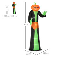 Halloweengeist mit LED-Lichtern, selbstaufblasend, inkl. Gebläse, 100 cm x 96 cm x 270 cm, Grün + Gelb + Schwarz