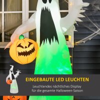 Selbst aufblasendes Spuk Gespenst Geist LED beleuchtet Halloween Dekoration Polyester Weiß 105 x 65 x 180 cm