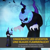 Gespenst mit Kürbiskopf Halloweendeko aufblasbar mit blauem Flammeneffekt 88 x 79 x 210cm