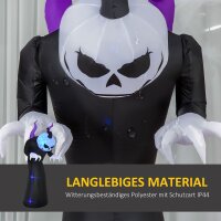 Gespenst mit Kürbiskopf Halloweendeko aufblasbar mit blauem Flammeneffekt 88 x 79 x 210cm