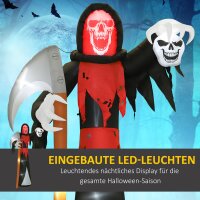 Halloween-Dekoration 3,7 m riesiger Sensenmann mit LED-Beleuchtung Leuchtende Luftfigur für Outdoor