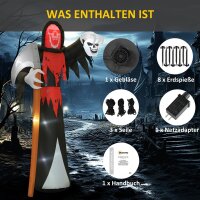 Halloween-Dekoration 3,7 m riesiger Sensenmann mit LED-Beleuchtung Leuchtende Luftfigur für Outdoor