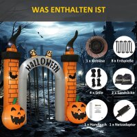 Aufblasbarer Halloween-Torbogen, Kürbis-Design, LEDs, Heringe, Polyester