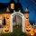 Aufblasbarer Halloween-Torbogen, Kürbis-Design, LEDs, Heringe, Polyester