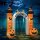 Aufblasbarer Halloween-Torbogen, Kürbis-Design, LEDs, Heringe, Polyester