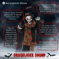 Halloween-Dekoration Horror-Clown mit Spezialeffekten und Soundfunktion 100 cm x 18 cm x 153 cm