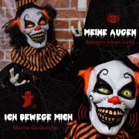 Halloween-Dekoration Horror-Clown mit Spezialeffekten und Soundfunktion 100 cm x 18 cm x 153 cm