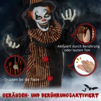 Halloween-Dekoration Horror-Clown mit Spezialeffekten und Soundfunktion 100 cm x 18 cm x 153 cm