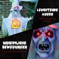 Halloween-Geist, Halloween-Dekoration, Soundfunktion, mit Bewegungssensor und LED-Lichtern, 60 cm x 18 cm x 183 cm