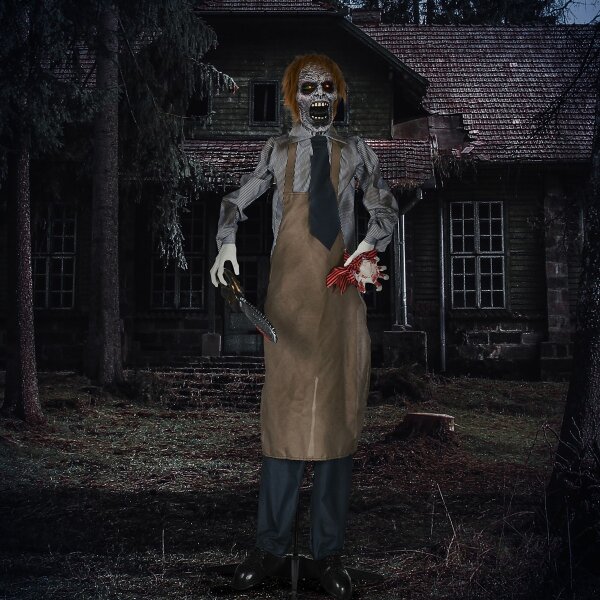 Halloweendeko, Kettensägenmörder, beweglich, Motorsägensound, Schaltautomatik, 1,70 m