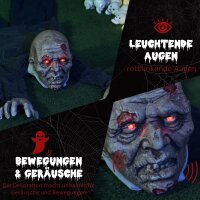 Halloween-Dekoration Zombie, LED-Augen, heult und kriecht, Geräusch- & Bewegungssensor, batteriebetrieben, 159 cm