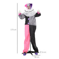 Grusel-Clown Halloween-Dekoration, beweglich, Lach-Funktion, Pink+Lila