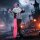 Grusel-Clown Halloween-Dekoration, beweglich, Lach-Funktion, Pink+Lila