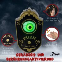Halloweendeko, Türglocke mit Horror-Auge, Geräusch- & Touchsensor, beweglich, grünes Licht