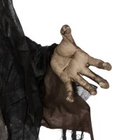 Grünes Monster, Helloweendeko, gruselige Soundeffekte, rote Augen, beweglich, 183 cm