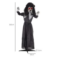 Horrorpuppe, Helloweendeko, gruselige Stimme & Musik, rote Augen, beweglich, 160 cm