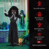Horrorpuppe, Helloweendeko, gruselige Stimme & Musik, rote Augen, beweglich, 160 cm