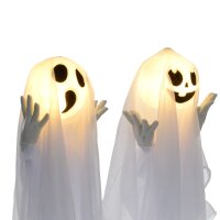 Halloweendekoration, 3 leuchtende Geister, Bewegungssensor, 54 x 10 x 60 cm, Weiß