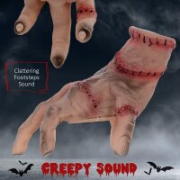 Horror-Hand, Helloweendeko, aktiviert mit Geräusche/Berührung, beweglich, Sound
