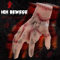 Horror-Hand, Helloweendeko, aktiviert mit Geräusche/Berührung, beweglich, Sound