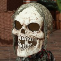 Halloweendekoration Groundbreaker-Skelett, biegsame Arme, leuchtende Augen, unheimliches Heulen