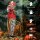 Grusel-Clown, Halloween-Animatronik, 173 cm, leuchtende Augen, Geräusch-Aktivierung, bewegliche Arme und Kopf, Batteriebetrieb, Kunststoff, Metall, Rot