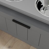Futterstation für große Hunde, mit 2 Edelstahlnäpfen, Schublade, Futterspender für Haustiere, MDF, Stahl, Grau