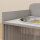 Erhöhte Futterstation mit 2 Näpfen und Schrank, MDF, Edelstahl, Knochenmuster, Grau