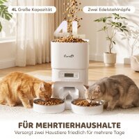 Automatischer Katzenfutterspender mit Zeitschaltuhr, Portionierung und 2 Edelstahlnäpfen