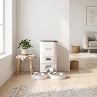 Automatischer Katzenfutterspender mit Zeitschaltuhr, Portionierung und 2 Edelstahlnäpfen