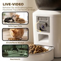 Futterautomat Katze mit Kamera, 2,4 GHz WLAN, App-Steuerung, 4L Futterautomat für 1–10 Mahlzeiten, 2-Wege-Audio