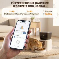 Futterautomat Katze mit Kamera, 2,4 GHz WLAN, App-Steuerung, 4L Futterautomat für 1–10 Mahlzeiten, 2-Wege-Audio