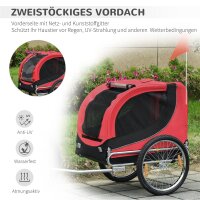 Fahrradanhänger Hundeanhänger bis 20 kg mit Universalkupplung Stahl Rot+Schwarz