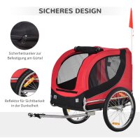 Fahrradanhänger Hundeanhänger bis 20 kg mit Universalkupplung Stahl Rot+Schwarz