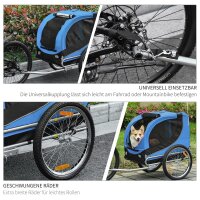 Fahrradanhänger bis 20kg Universalkupplung Sicherheitsanker Reflektor Stahl Blau+Schwarz