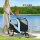 2-in-1 Hundeanhänger Hundewagen Fahrradanhänger bis 30kg klappbar Schiebefunktion 2 Eingänge Netzfenster Sonnenschutz Stahlrahmen hellblau 170 x 77 x 90 cm