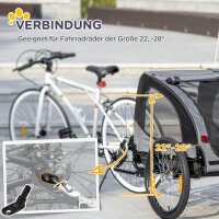 Hundeanhänger Fahrradanhänger bis 20kg Netzfenster, aufrollbare Abdeckung, Universalkupplung Schwarz, 140 x 71 x 83 cm